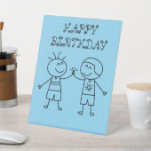 Eerste bult Happy Birthday Blue Reclamebord Met Voetstuk (Insitu)