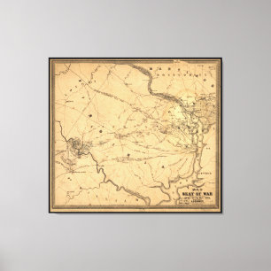 Eerste burgeroorlog Strijd tegen Bull Run Map Seat Canvas Afdruk
