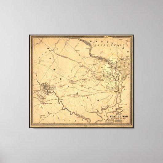 Eerste burgeroorlog Strijd tegen Bull Run Map Seat Canvas Afdruk (Voorkant)
