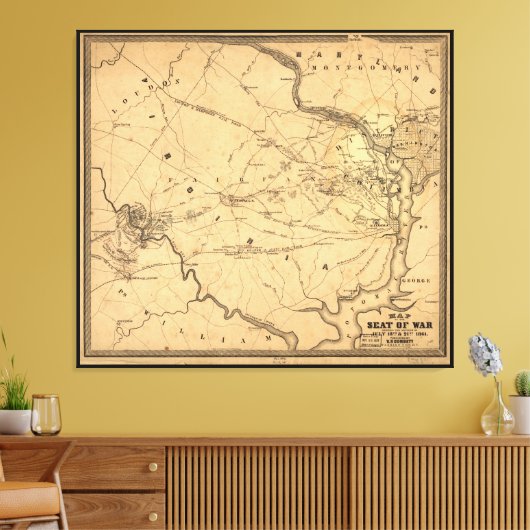 Eerste burgeroorlog Strijd tegen Bull Run Map Seat Canvas Afdruk (Insitu (Woonkamer))