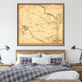 Eerste burgeroorlog Strijd tegen Bull Run Map Seat Canvas Afdruk (Insitu (Slaapkamer))