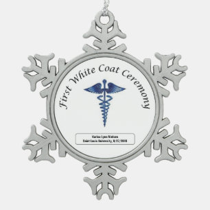 Eerste ceremonie van de witte munt tin sneeuwvlok ornament