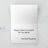 Eerste Chanoeka KAART leuke vis met dreidel (Binnen)