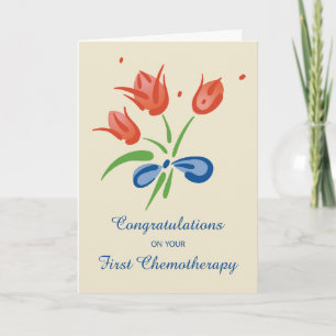 Eerste chemotherapie Gefeliciteerd bloemen Kaart