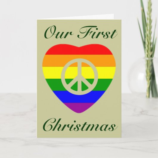 EERSTE CHRISTMAS ALS GEMARKEERDE GAY COUPLE FEESTDAGEN KAART (Voorkant)