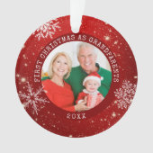 EERSTE CHRISTMAS ALS GRANDPARENTS Red Snowflake Ornament (voorkant)