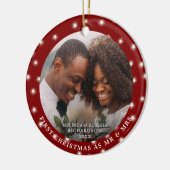 EERSTE CHRISTMAS ALS MR EN MRS. Fotofaarlichten Keramisch Ornament (Links)