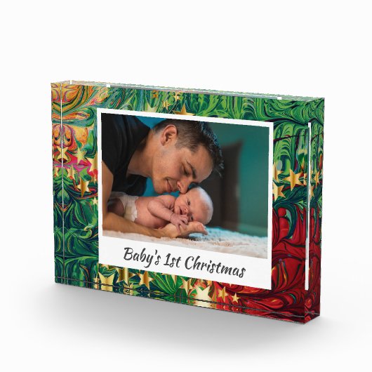 EERSTE CHRISTMAS | Baby Keepslag | ABSTRACT GROENE Fotoblokken (Rechts)