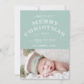 EERSTE CHRISTMAS FOTO CARD MINT GROEN FEESTDAGENKAART (Voorkant)