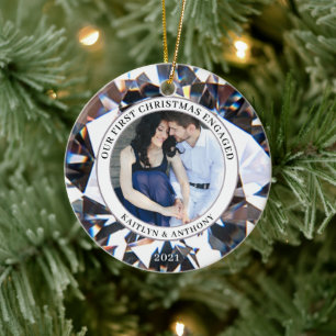 EERSTE CHRISTMAS INGENAGED Diamond 2 Foto Keramisch Ornament