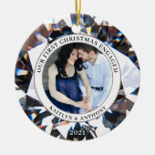 EERSTE CHRISTMAS INGENAGED Diamond 2 Foto Keramisch Ornament (Voorkant)