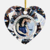 EERSTE CHRISTMAS INGENAGED Diamond Heart 2 Foto Keramisch Ornament (Voorkant)