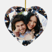 EERSTE CHRISTMAS INGENAGED Diamond Heart 2 Foto Keramisch Ornament (Achterkant)