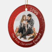 EERSTE CHRISTMAS INGENAGED Red Snowflake 2 Foto Keramisch Ornament (Links)