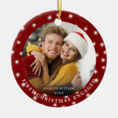 EERSTE CHRISTMAS INGESTELD Fotoverlichting rood Keramisch Ornament (Voorkant)