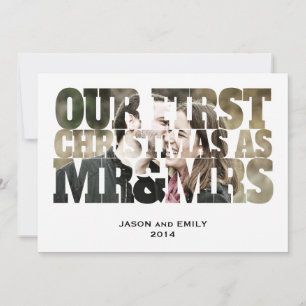 EERSTE CHRISTMAS Mr & Mrs Cutout Foto Holiday Card Feestdagenkaart