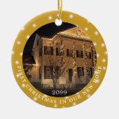 EERSTE CHRISTMAS NIEUW THUIS 2 Foto's Gold Keramisch Ornament (Voorkant)