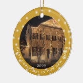 EERSTE CHRISTMAS NIEUW THUIS 2 Foto's Gold Keramisch Ornament (Links)