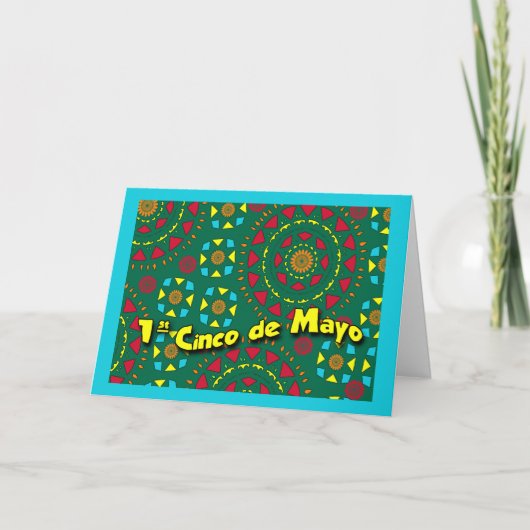 Eerste Cinco de Mayo, kleurrijke geometrische patr Kaart (Voorkant)