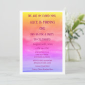 Eerste Cloud Nine Verjaardagsfeest 1e roze kunst Kaart (Staand voorkant)