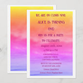 Eerste Cloud Nine Verjaardagsfeest 1e roze kunst Kaart (Voorkant / Achterkant)