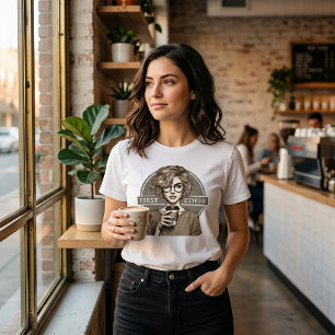 Eerste Coffee Retro Schets Kunst Tri-Blend Shirt