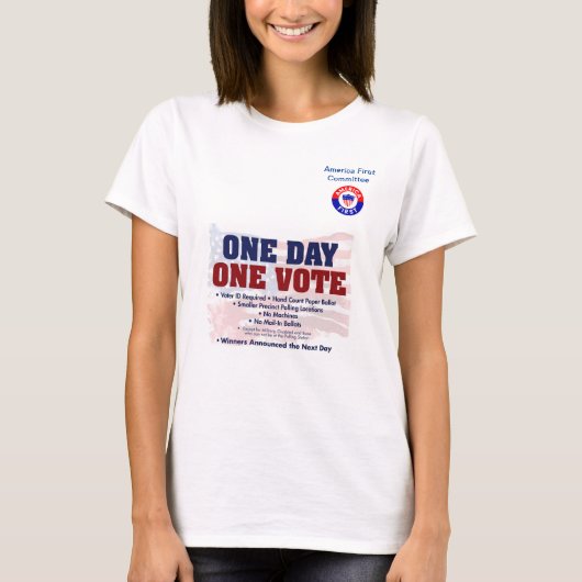 Eerste Commissie Amerika Eén dag één stem T-shirt (Voorkant)