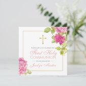 Eerste communale goudroze rozen bloemen kaart (Staand voorkant)