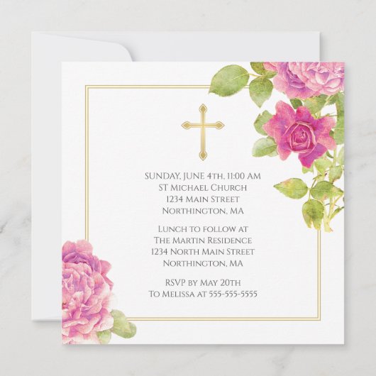 Eerste communale goudroze rozen bloemen kaart (Achterkant)