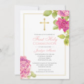 Eerste communale goudroze rozen bloemen kaart (Voorkant)