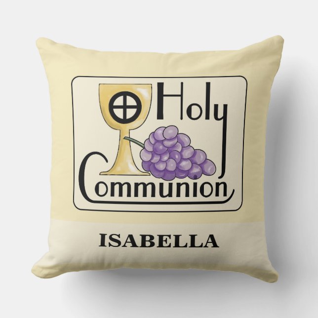 Eerste communautaire druiven en beker,  kussen (Voorkant)