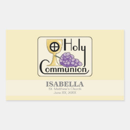 Eerste communautaire druiven en beker,  rechthoekige sticker