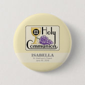 Eerste communautaire druiven en beker, ronde button 5,7 cm (Voorkant)