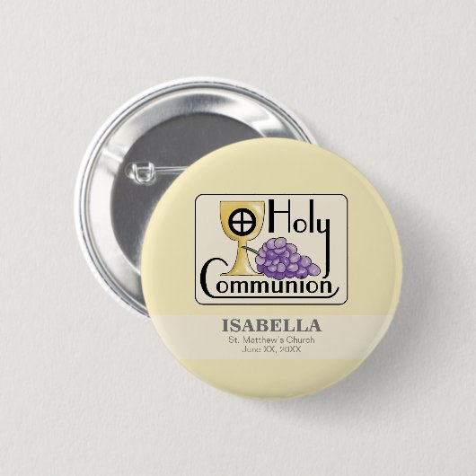 Eerste communautaire druiven en beker,  ronde button 5,7 cm (Voorkant /achterkant)