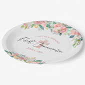 Eerste communautaire Waterverf Floral Roos roze kr Papieren Bordje (Gekanteld)