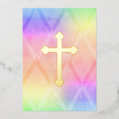 Eerste communautaire Waterverf Kruisregenboog Folie Uitnodiging (Voorkant)