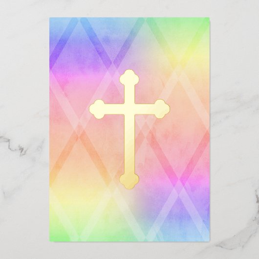 Eerste communautaire Waterverf Kruisregenboog Folie Uitnodiging (Voorkant)