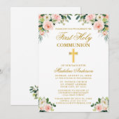 Eerste communautaire Waterverf Roze Floral Gold Kaart (Voorkant / Achterkant)