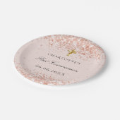 Eerste Communauté blush roos gold glitter name Papieren Bordje (Gekanteld)