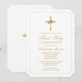 Eerste Communauteit Gold Cross met Gold Rozen Chri Kaart (Voorkant / Achterkant)