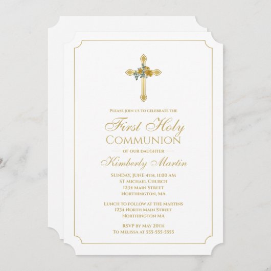 Eerste Communauteit Gold Cross met Gold Rozen Chri Kaart (Voorkant / Achterkant)