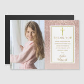 Eerste commune Roos Gold Glitter foto Hartelijk da (Voorkant / Achterkant)