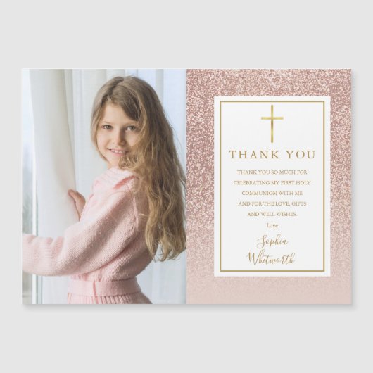 Eerste commune Roos Gold Glitter foto Hartelijk da (Voorkant)