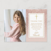 Eerste commune Roos Gold Glitter foto Hartelijk da Briefkaart (Voorkant)