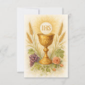 Eerste Communie Aandenken Eucharistische Kelk Kaar Aankondiging (Voorkant)