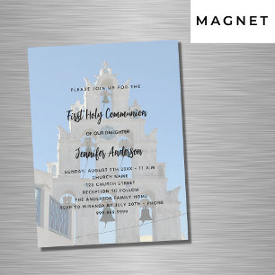 Eerste Communie aangepaste foto kerk luxe Magnetische Uitnodiging