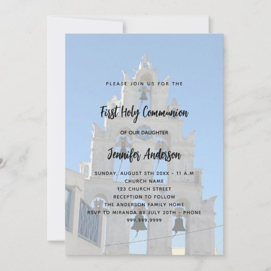 Eerste Communie aangepaste fotokerk Kaart (Voorkant)