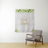 Eerste Communie Achtergrond Marmer Goud Kruis Leli Wandkleed (In situ)