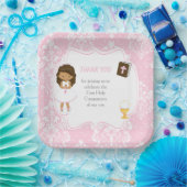 Eerste Communie Afro-Amerikaans Meisje Papieren Bordje (Feest)