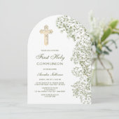 Eerste communie Baby's Breath-boog Kaart (Staand voorkant)